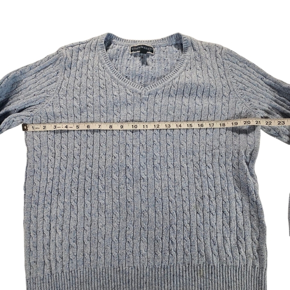 Karen Scott Blue Cable Knit V-Neck Sweater Size Large - Picture 4 of 6